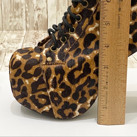 JEFFREY CAMPBELL Lita Fur Leopard Platform Boots Size 6 - Picture 8 of 16